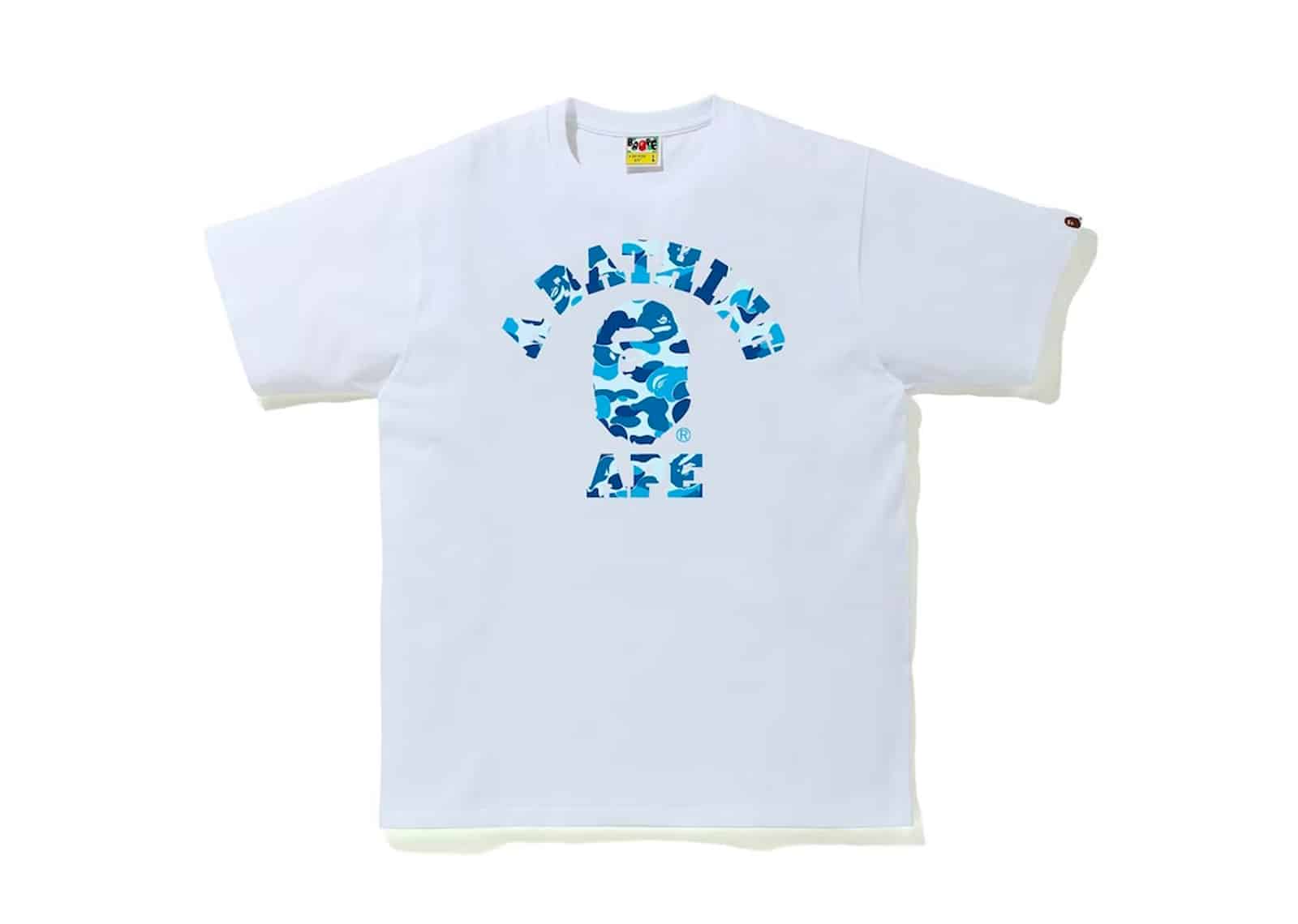 Bape Camiseta de Camuflaje College Blanco Azul