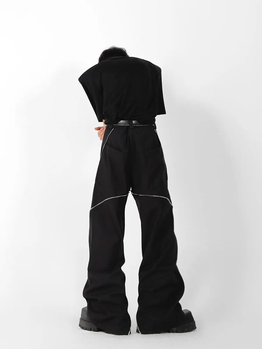 Pantalones Acampanados Retro Noir con Cremallera