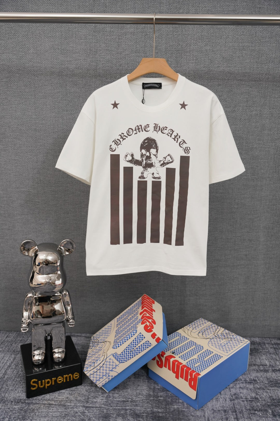 skull TEE CORAZONES CROMADOS