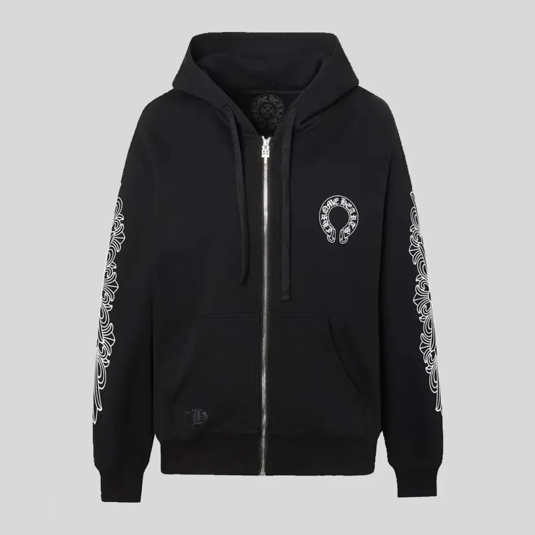 SUDADERA CON CAPUCHA Y CREMALLERA CORAZONES CROMADOS