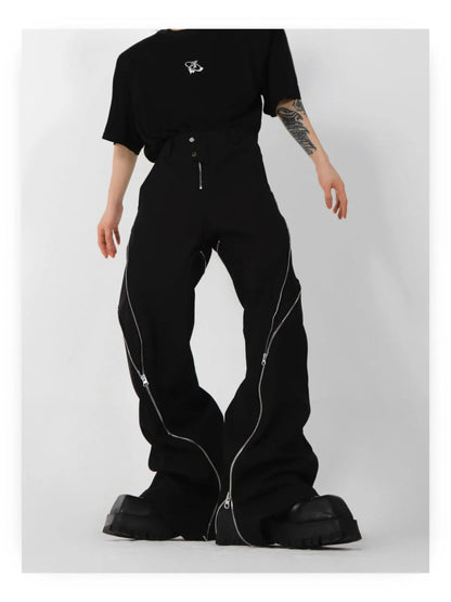 Retro Noir Zip Flares