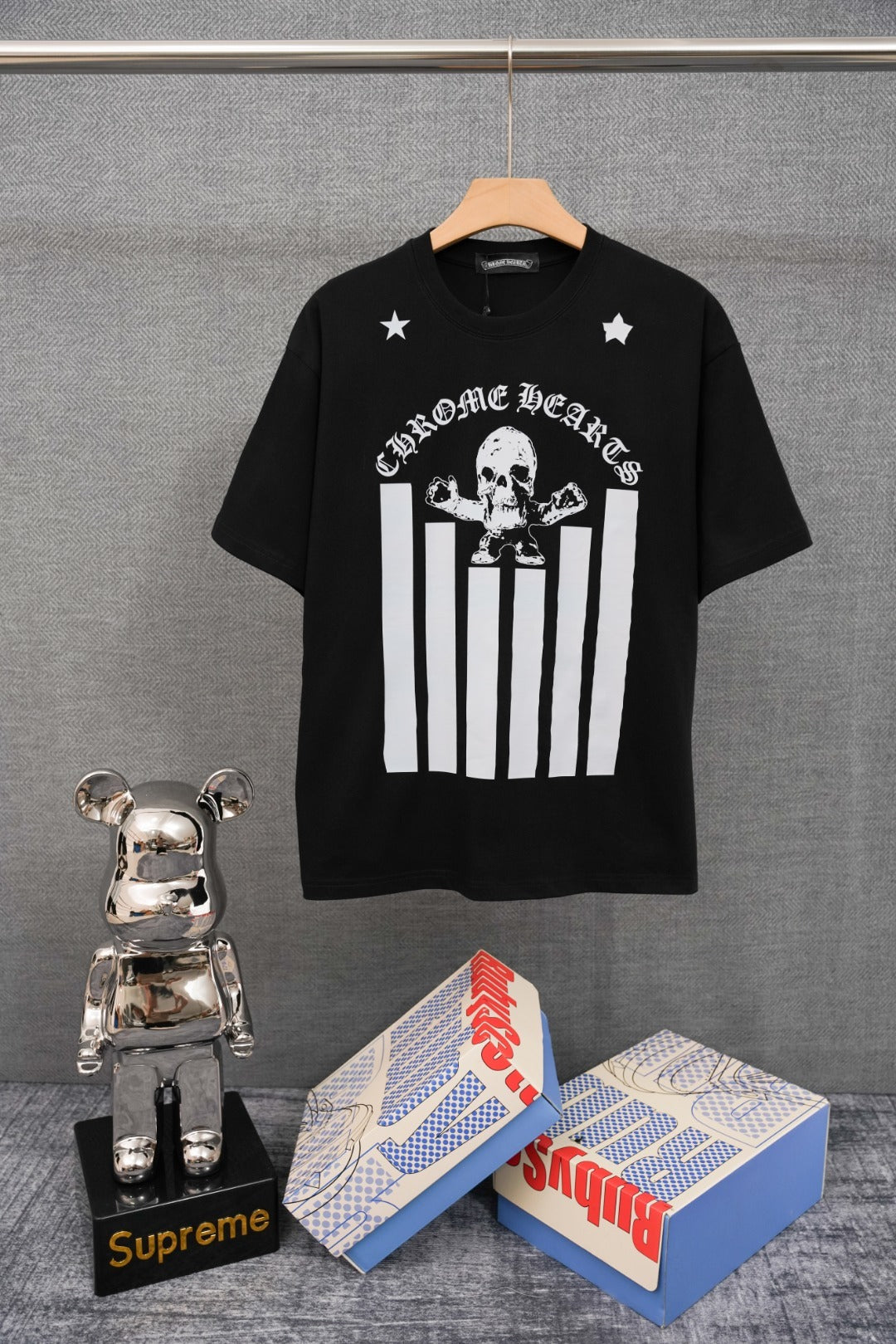 skull TEE CORAZONES CROMADOS