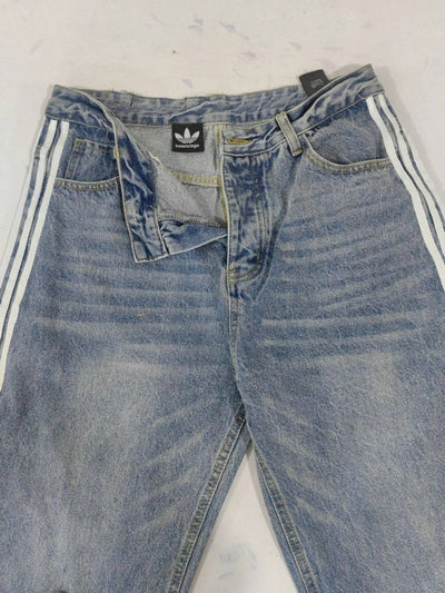 B4LEN CIAGA X 4D1DAS Pantalones Baggy Grandes Negro/AZUL
